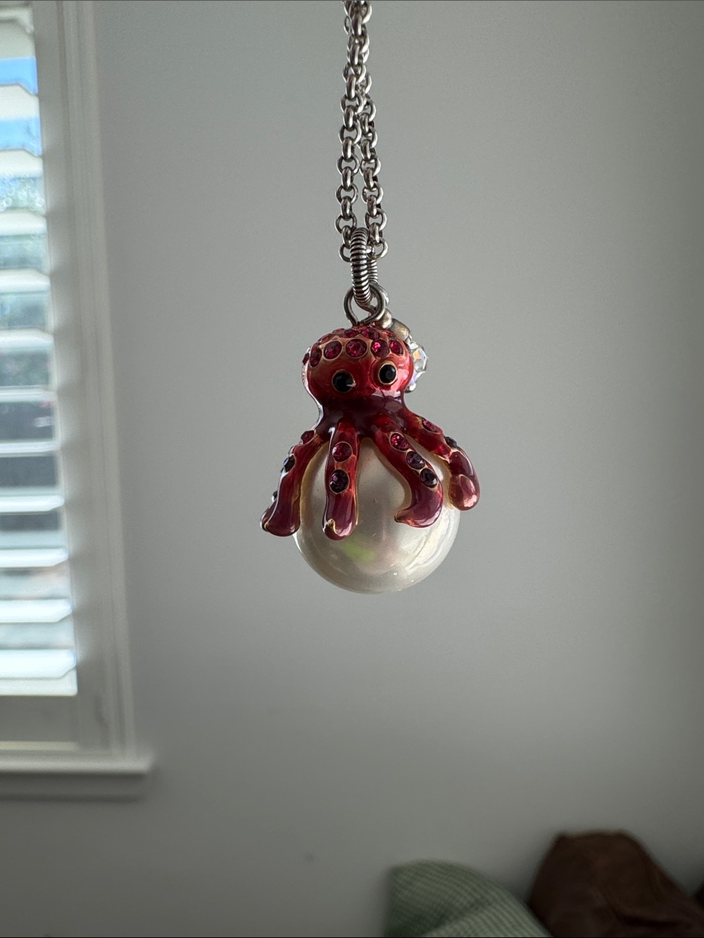 Brighton Coral/Red Octopus Pearl Drop Necklace - Women Jewelry